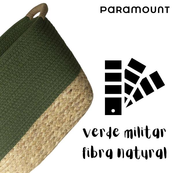 Imagem de Cesto de Fibra Natural E Algodão C/Alça 38x21x20 Cm Verde