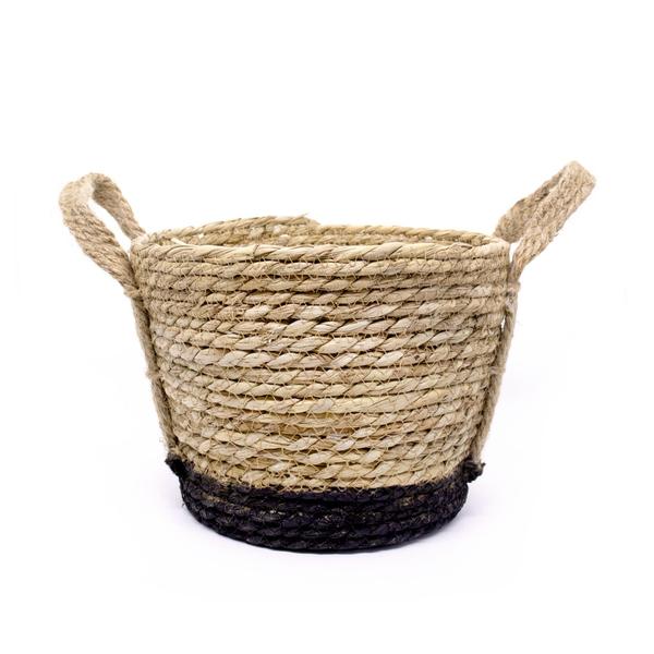 Imagem de Cesto de Fibra Natural Seagrass Com Fundo Preto 20x27x27 cm - D'Rossi