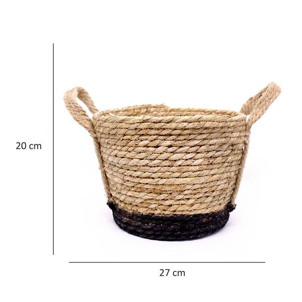 Imagem de Cesto de Fibra Natural Seagrass Com Fundo Preto 20x27x27 cm - D'Rossi