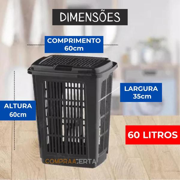 Imagem de Cesto de Lavanderia Preto 30 ou 60 Litros