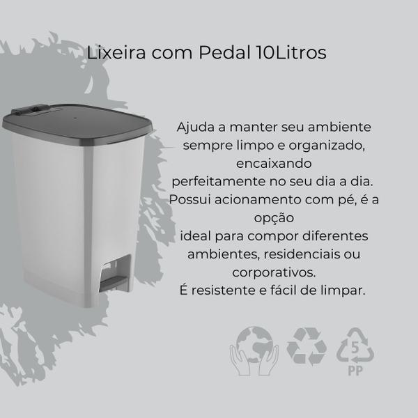 Cesto De Lixo 10litros Cozinha Com Pedal De Piso Mood Nobre Imagem de Cesto De Lixo 10litros Cozinha Com Pedal De Piso Mood Nobre