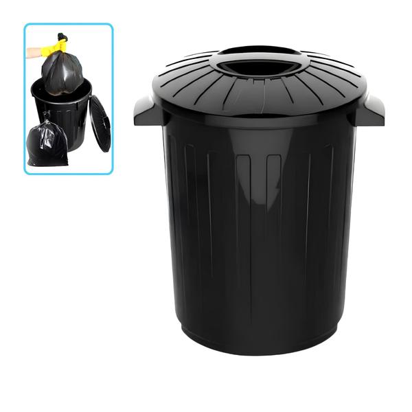 Imagem de Cesto De Lixo 30 litros Tampa Alças Laterais Leve Resistente Lixeira Cozinha Lavanderia Escritorio