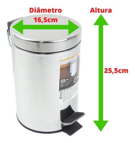 Imagem de Cesto De Lixo 3lts Inox Com Pedal Lixeira Banheiro Cozinha