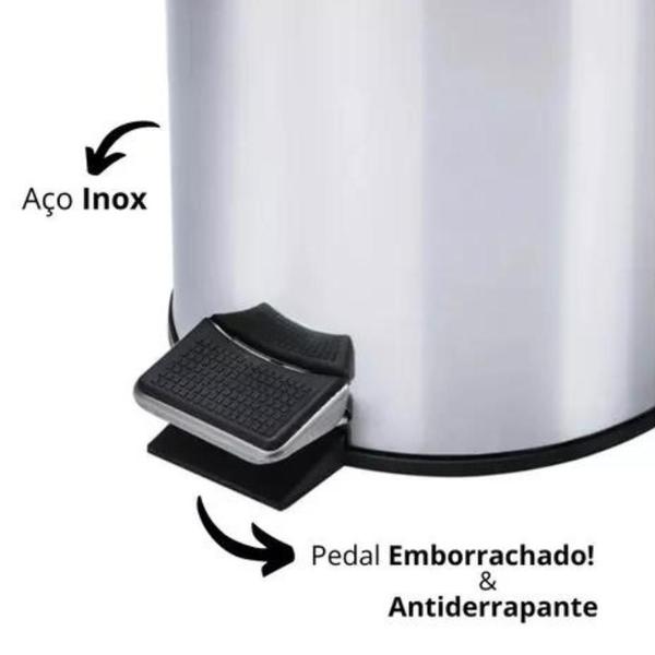 Imagem de Cesto De Lixo 5lts 100% Inox C/ Pedal Banheiro E Cozinha