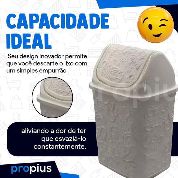 Imagem de Cesto De Lixo Basculante Lixeira Tampa Para Banheiro Vai Vem 4,5 Litros Fechamento Suave Recipiente Quarto Para Mesa