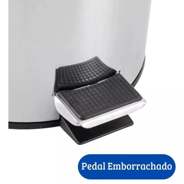 Imagem de Cesto de lixo inox 12 litros com tampa e pedal luxo para banheiro e cozinha