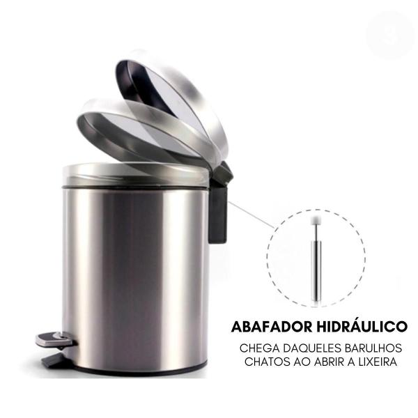 Imagem de Cesto De Lixo Inox 3L Pedal Emborrachado E Balde Removível