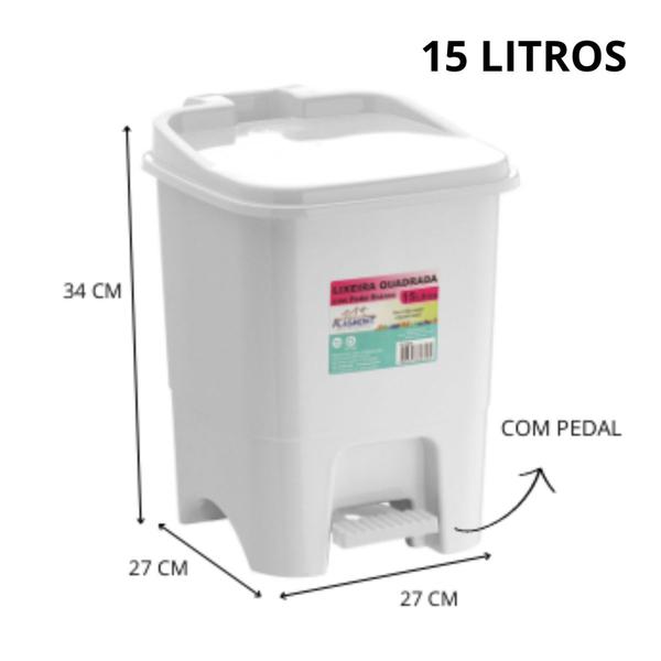 Imagem de Cesto De Lixo - Lavanderia - C/ Pedal Plasmont 15l Branco