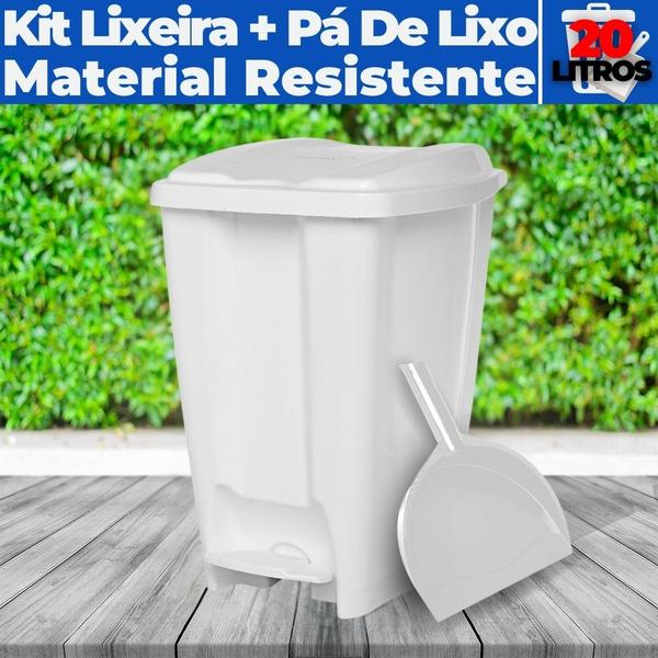 Imagem de Cesto De Lixo Lixeira 20 Litros C/ Pedal E Tampa + Pá De Lixo