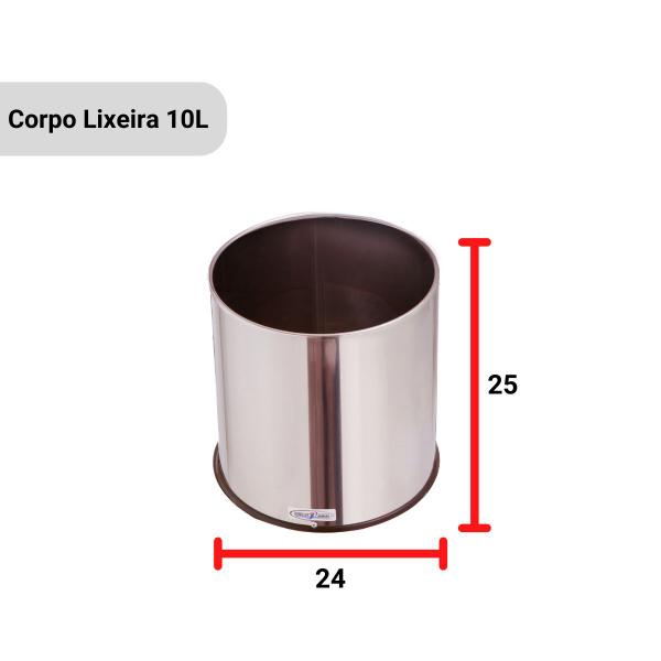 Imagem de Cesto De Lixo Lixeira Inox 10 Litros Espelhado Redondo Sem Tampa 