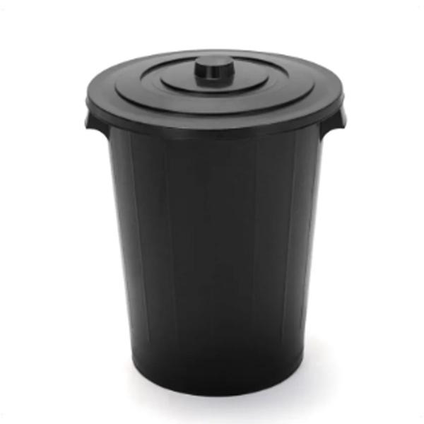 Cesto de Lixo Lixeira Redondo 60 Litros Preto Com Tampa 60Cm INJEPLASTEC 242 Imagem de Cesto de Lixo Lixeira Redondo 60 Litros Preto Com Tampa 60Cm INJEPLASTEC 242