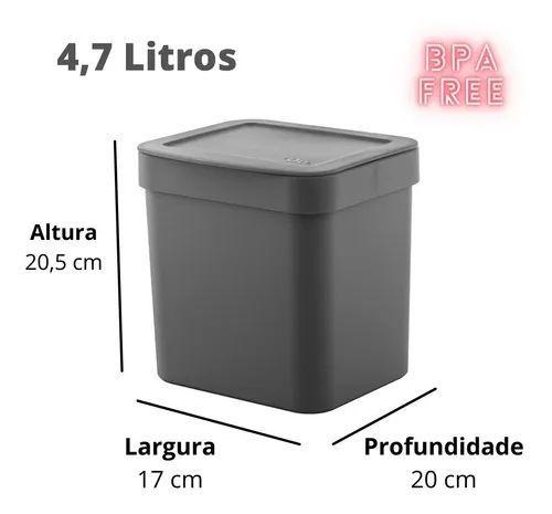 Imagem de Cesto de Lixo Pia De Cozinha 4,7l Casa Banheiro Ou Preto