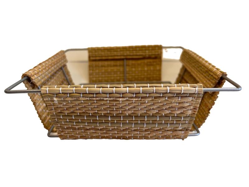 Imagem de Cesto de Pão Artesanal de Fibras de Taboa Natural 20 x 20 cm para Cozinha Rústica