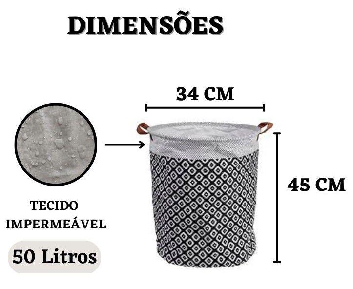 Imagem de Cesto de Roupa 50L Impermeável Para Roupa Brinquedo Com Alça