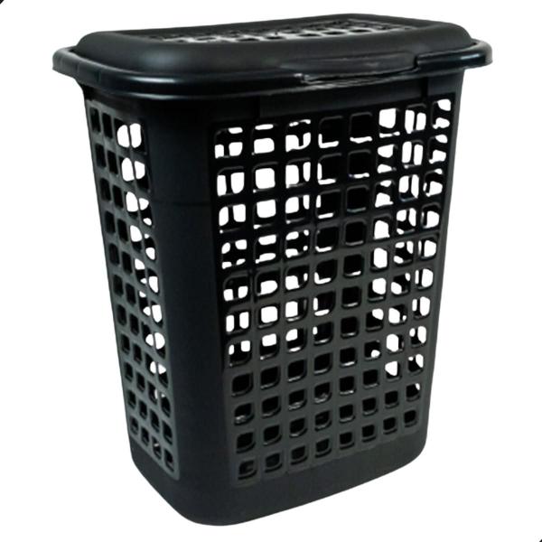 Imagem de Cesto de Roupa 60l Organizador de Lavandaria Quartos Preto