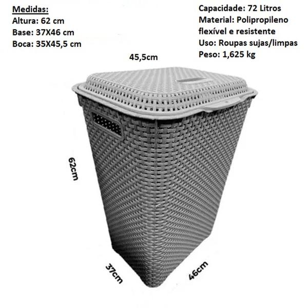 Cesto de Roupa Retangular 72 Litros Rattan - AJA Imagem de Cesto de Roupa Retangular 72 Litros Rattan