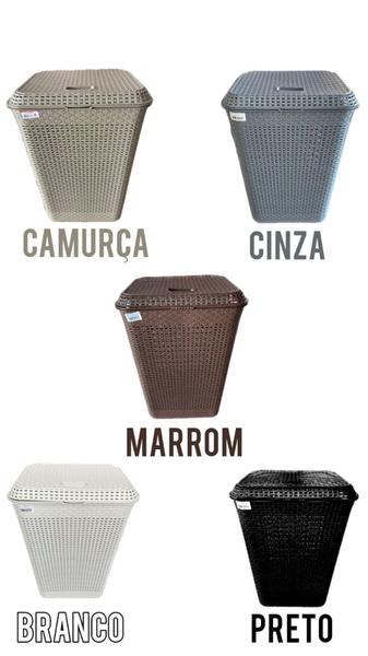Cesto de Roupa Retangular 72 Litros Rattan - AJA Imagem de Cesto de Roupa Retangular 72 Litros Rattan