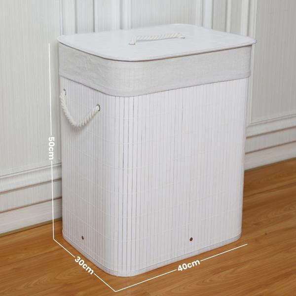 Cesto de roupa suja de bambu com tampa e alças 50 litros organizador lavanderia brinquedos... Cesto de roupa suja de bambu com tampa e alças 50 litros organizador lavanderia brinquedos...