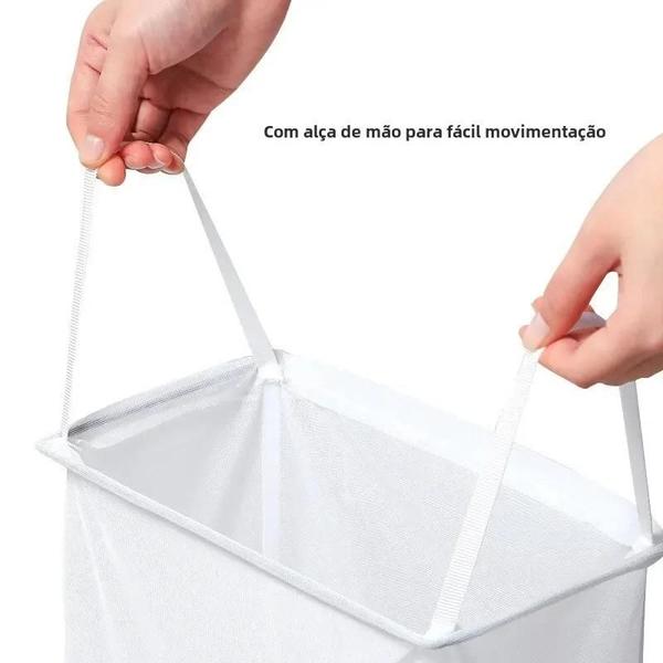 Imagem de Cesto de Roupa Suja de Parede - Sem Perfuração - Organizador para Banheiro