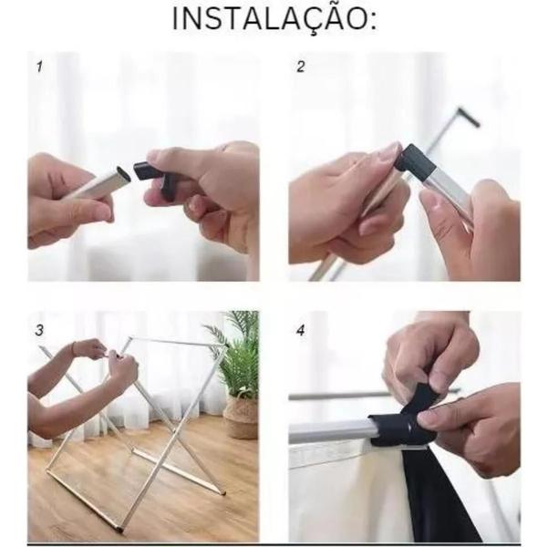 Imagem de Cesto De Roupa Suja Dobravel Organizador Grande 3 Divisórias