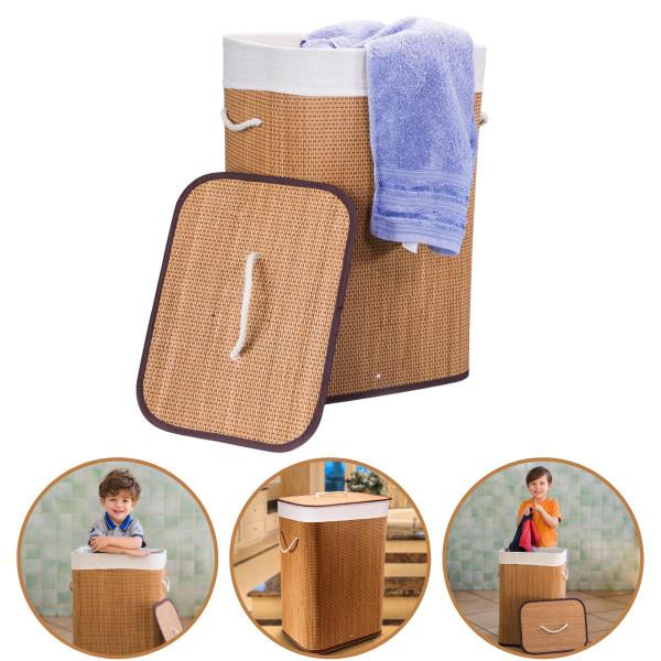Cesto de Roupa Suja em Bambu 72 LITROS Com Tampa Organizador Banheiro e Lavanderia Premium Cesto de Roupa Suja em Bambu 72 LITROS Com Tampa Organizador Banheiro e Lavanderia Premium