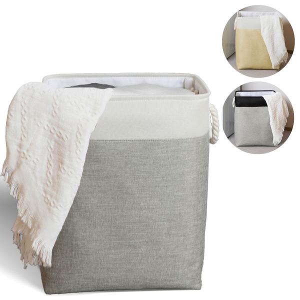 Cesto de roupa suja em tecido 50 litros com alças organizador multiuso - KONTUZ HOME Cesto de roupa suja em tecido 50 litros com alças organizador multiuso - KONTUZ HOME