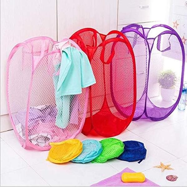 Imagem de Cesto De Roupa Suja Flexível Nylon Organizador Brinquedos Dobrável