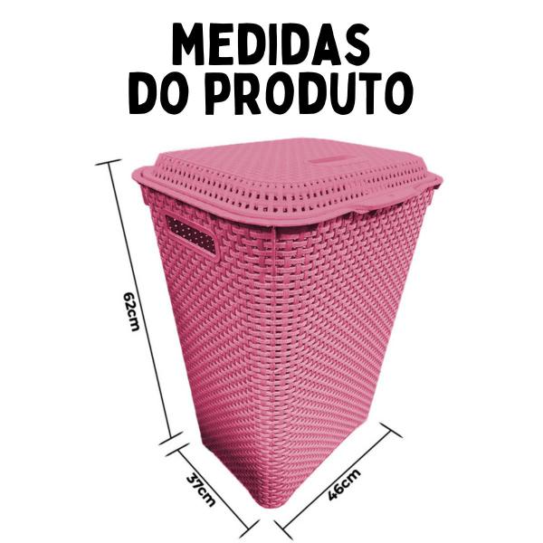 Imagem de Cesto de Roupa Suja Grande Rattan Telado Organizador 72L