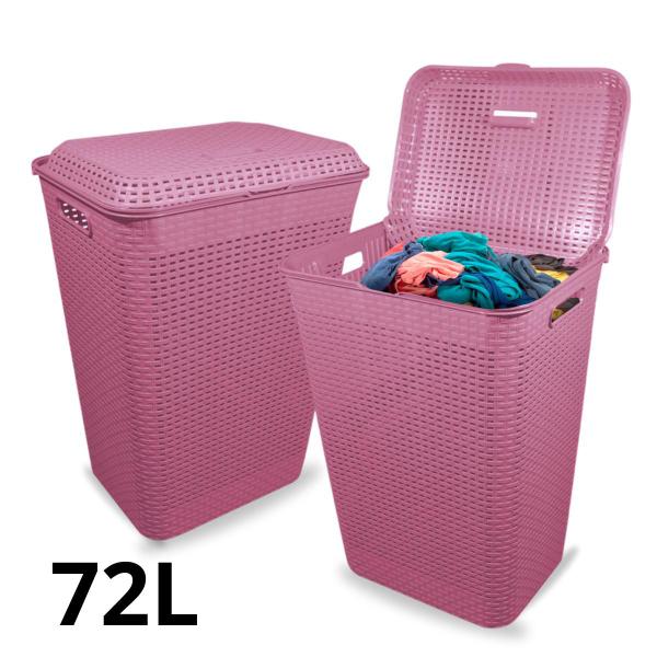 Imagem de Cesto de Roupa Suja Grande Rattan Telado Organizador 72L