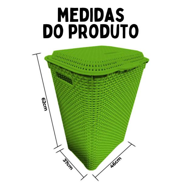 Imagem de Cesto de Roupa Suja Grande Rattan Telado Organizador 72L