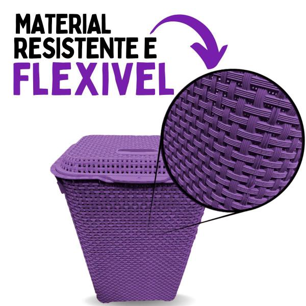 Imagem de Cesto de Roupa Suja Grande Rattan Telado Organizador 72L