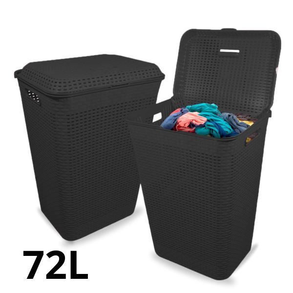 Imagem de Cesto de Roupa Suja Grande Rattan Telado Organizador 72L