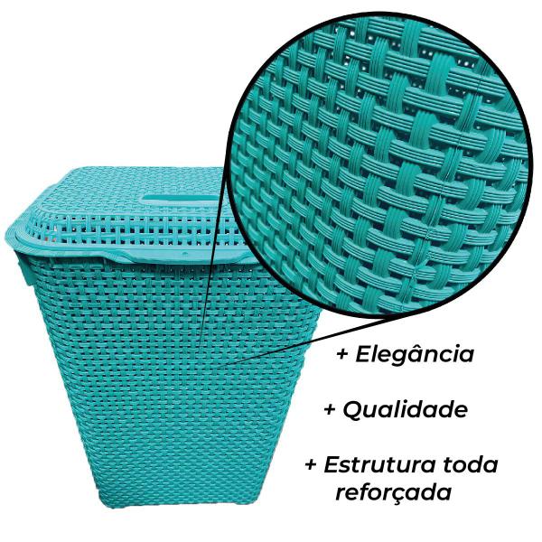 Imagem de Cesto De Roupa Suja Rattan 72 Litros Resistente Lavanderia 