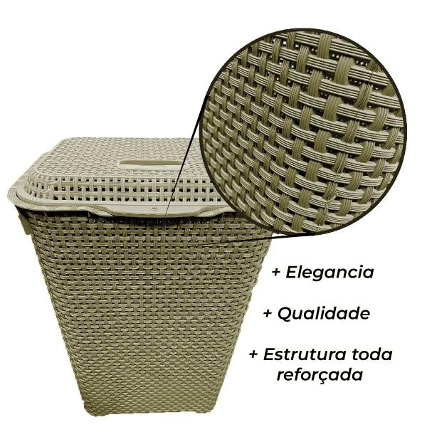 Imagem de Cesto De Roupa Suja Rattan 72 Litros Resistente Lavanderia 