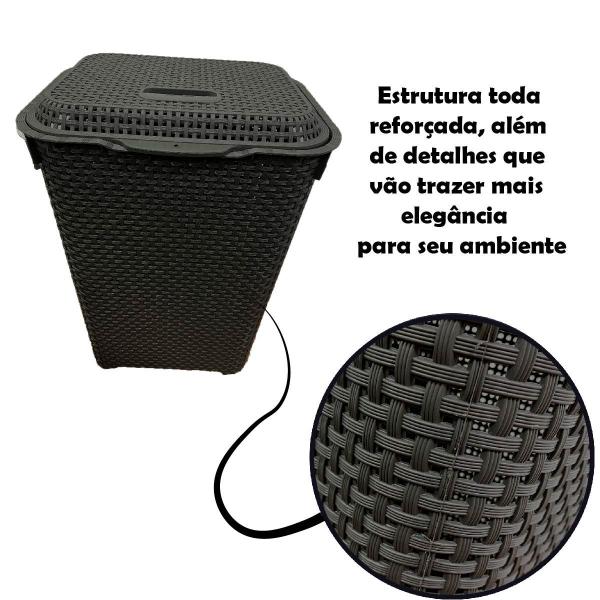 Imagem de Cesto De Roupa Suja Rattan 72 Litros Resistente Lavanderia - MARROM