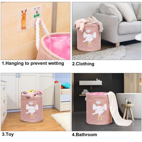 Cesto de roupa suja Wokex dobrável com tampa para armazenamento de brinquedos 40x45cm Imagem de Cesto de roupa suja Wokex dobrável com tampa para armazenamento de brinquedos 40x45cm