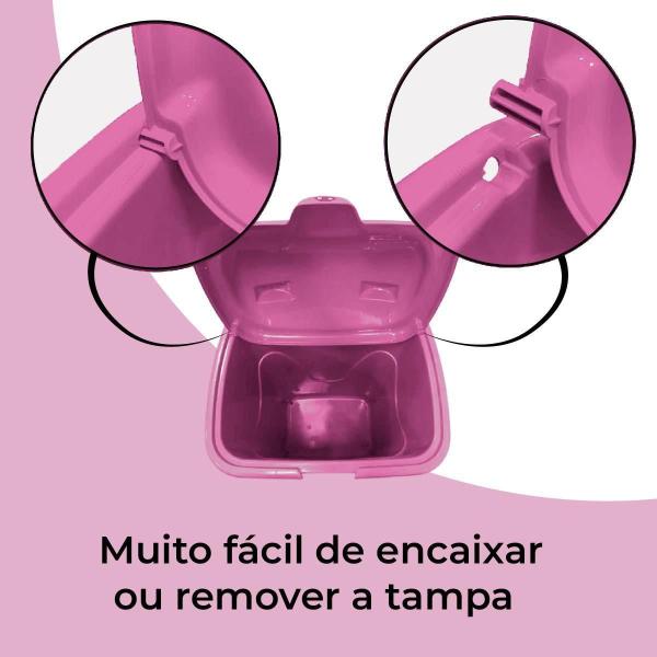 Imagem de Cesto De Roupas Multiuso Infantil Com Tampa De Ursinho Rosa