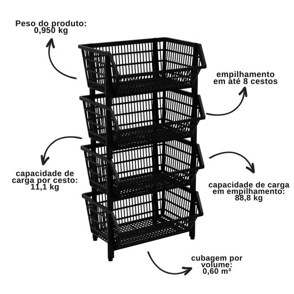 Imagem de Cesto Expositor Organizador Empilhável Gôndula 2 Unidade