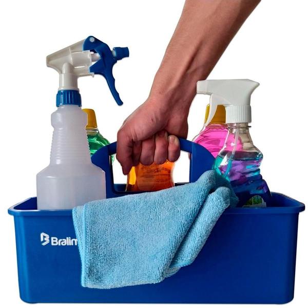 Cesto Funcional Organizador Azul Bralimpia Imagem de Cesto Funcional Organizador Azul Bralimpia
