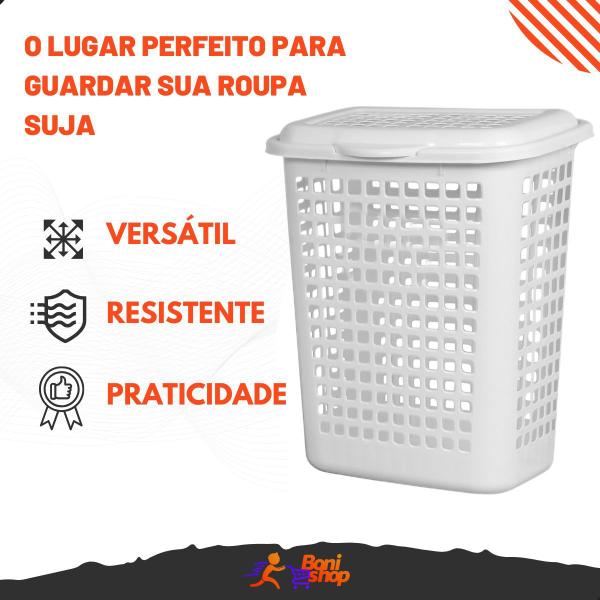 Imagem de cesto grande multiuso roupas suja com tampa removivel branco