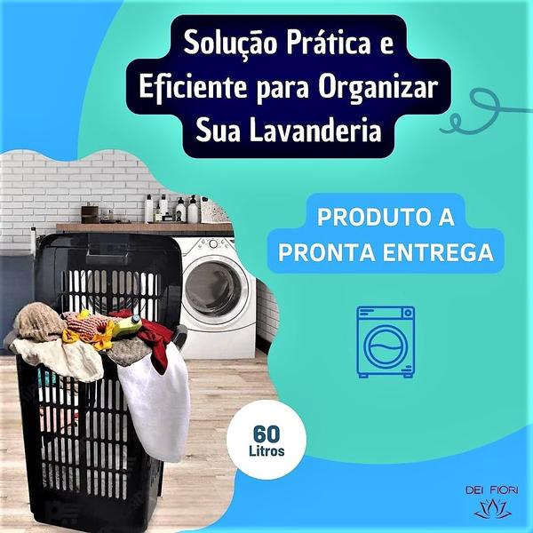 Imagem de Cesto Grande Para Roupa Suja Lavanderia 60 Litros Multiuso