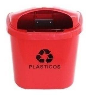 Imagem de Cesto Individual Coleta Seletiva 40L Poste Parede Vermelho