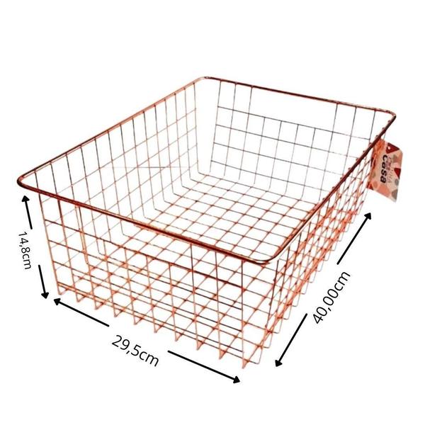 Imagem de Cesto Multiuso 29,5X40X14,8Cm Metal Rose