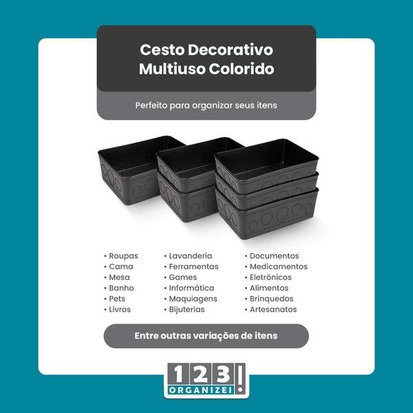 Imagem de Cesto Multiuso Decorativo Preto 19X13,5X6,5Cm 123Organizei