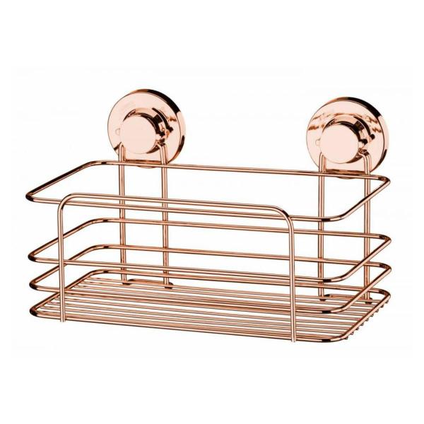 Imagem de Cesto Multiuso Fixação Ventosa Rose Gold Luxo Cozinha ou Banheiro