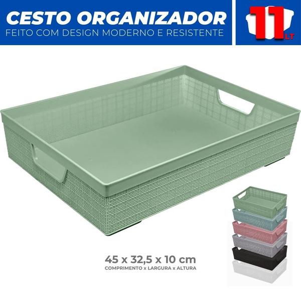 Imagem de Cesto Multiuso Organizador Armário Gaveta Lavanderia G 45x32