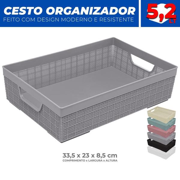 Imagem de Cesto Multiuso Organizador Armário Gaveta Lavanderia M 33x23