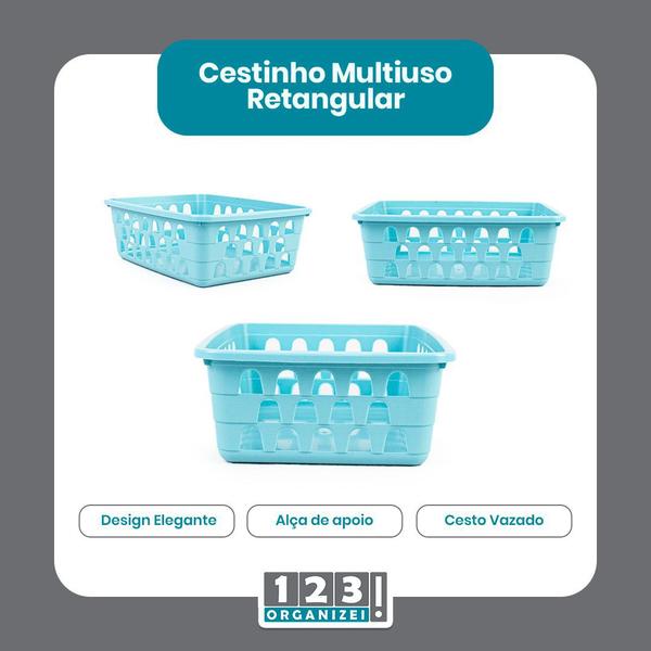 Imagem de Cesto Multiuso Organizador Médio Azul 20x15,5x6,5Cm