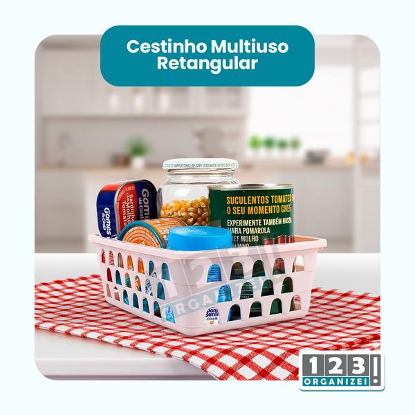 Imagem de Cesto Multiuso Organizador Médio Azul 20x15,5x6,5Cm