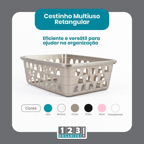 Imagem de Cesto Multiuso Organizador Pequeno 16X12X6Cm Cinza